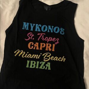 Kids Black Sleeveless Top with Colorful Text